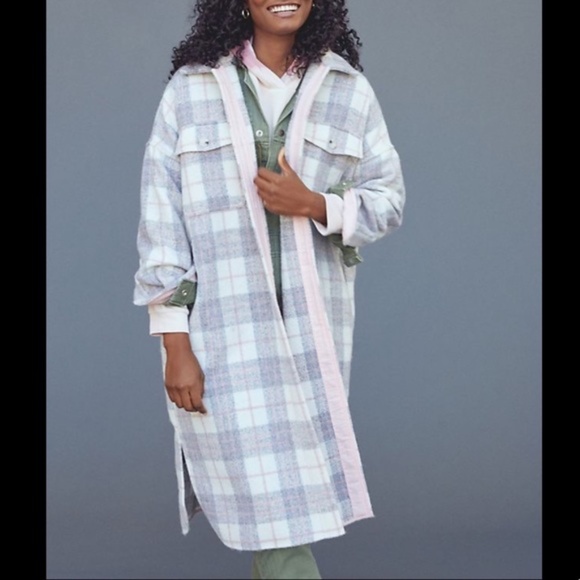 IF BY SEA Anthropolgie Bobbie Plaid Shacket - Picture 3 of 12